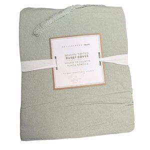 Pottery Barn Teen Ashlyn Tufted Organic Cotton Duvet Cover Full/Queen Sage Green